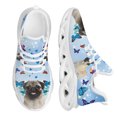 thumbnail image 1 of Zapatillas de plataforma de marca con diseño de Pug, transpirables, con estampado de amor, para amantes de los perros, de malla negra con cordones, para mujer, 1 of 6