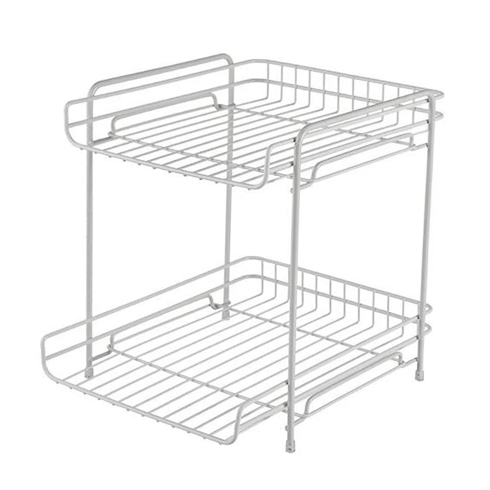 Fiocias Cabinet Organizer Spice Rack Display Shelf Mesh 2 Saving Multipurpose Under Sink White