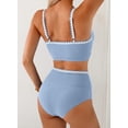 thumbnail image 4 of Eytino Bikinis for Women Bathing Suits High Waisted Textured Two Piece O Ring Color Block Swimsuits Beach Summer Swimwear, 4 of 7