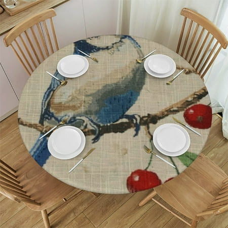 

SHERONV Cherry Blossoms Round Tablecloth Stain-Resistant Washable 38 -42