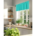 thumbnail image 3 of Aqua Green Valances for Windows Green Solid Color Valance Rod Pocket Light Filtering Short Window Treatments Curtains for Kitchen Bathroom Living Room Bedroom, 1 Panel, 60 x 18 Inch, 3 of 7