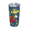 thumbnail image 2 of Kll Vehicles Cartoon With Funny Drivers Stainless Stainless Steel Vacuum Insulated Coffee Cup 20 Oz Lids And Straws,1 Metal Straws,1 Cleaning Brush, 2 of 9
