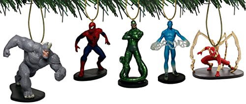Ultimate MARVEL Christmas Ornaments 6 PC Set Spiderman Rhino Venom Electro NEW 