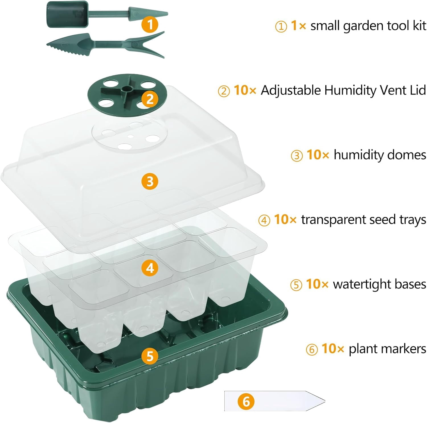 Seed Starter Trays with Humidity Domes, Seed Starter Kit for Indoor Greenhouse, Seedling Starter Tray for Seeds Growing