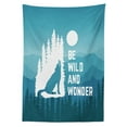 thumbnail image 3 of Ambesonne Adventure Tablecloth Rectangular Table Cover, Be Wild and Wonder, 60"x90", Night Blue White, 3 of 4