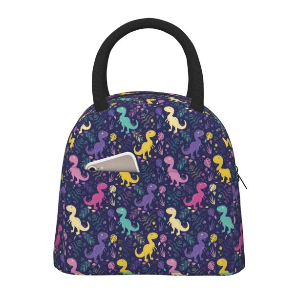 Disketp Colorful Dinosaur Bolsa Térmica para Almuerzo, Lonchera con Abertura Amplia y Gran Capacidad, Organizador Reutilizable para Mujeres, Hombres y Adultos