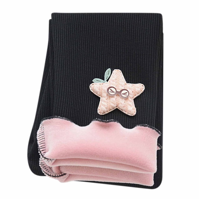 Mallas Para Niños Medias Para Bebés Otoño Invierno Niñas Hongos Bordado Lateral Mallas Para Gatos Pantalones Recortados Negro Odeerbi LM103-10591