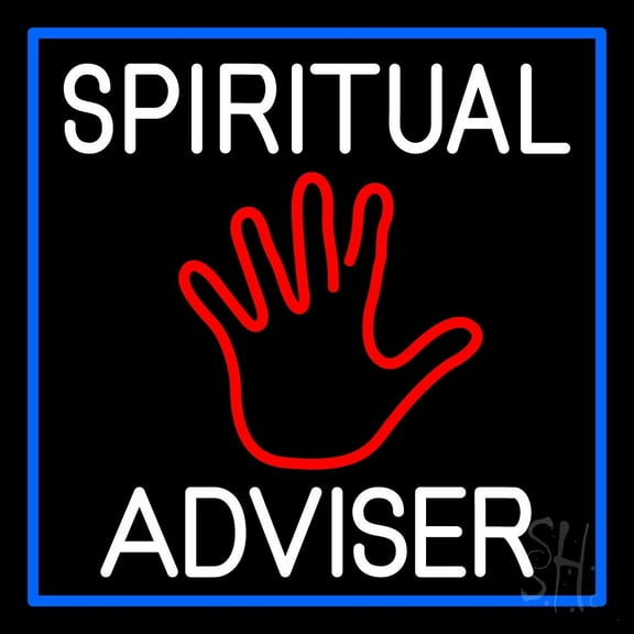White Spiritual Advisor With Red Palm LED Neon Sign 16" Tall x 16" Wide - inches Black Square Cut Acrylic Backing, with Dimmer - Bright and Premium built indoor LED Neon Sign for Storefront.