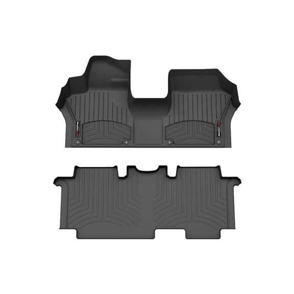 WeatherTech Custom Fit FloorLiners compatible with 2025-2025 VW ID. Buzz - 1st Row Over-The-Hump & 2nd Row, Black