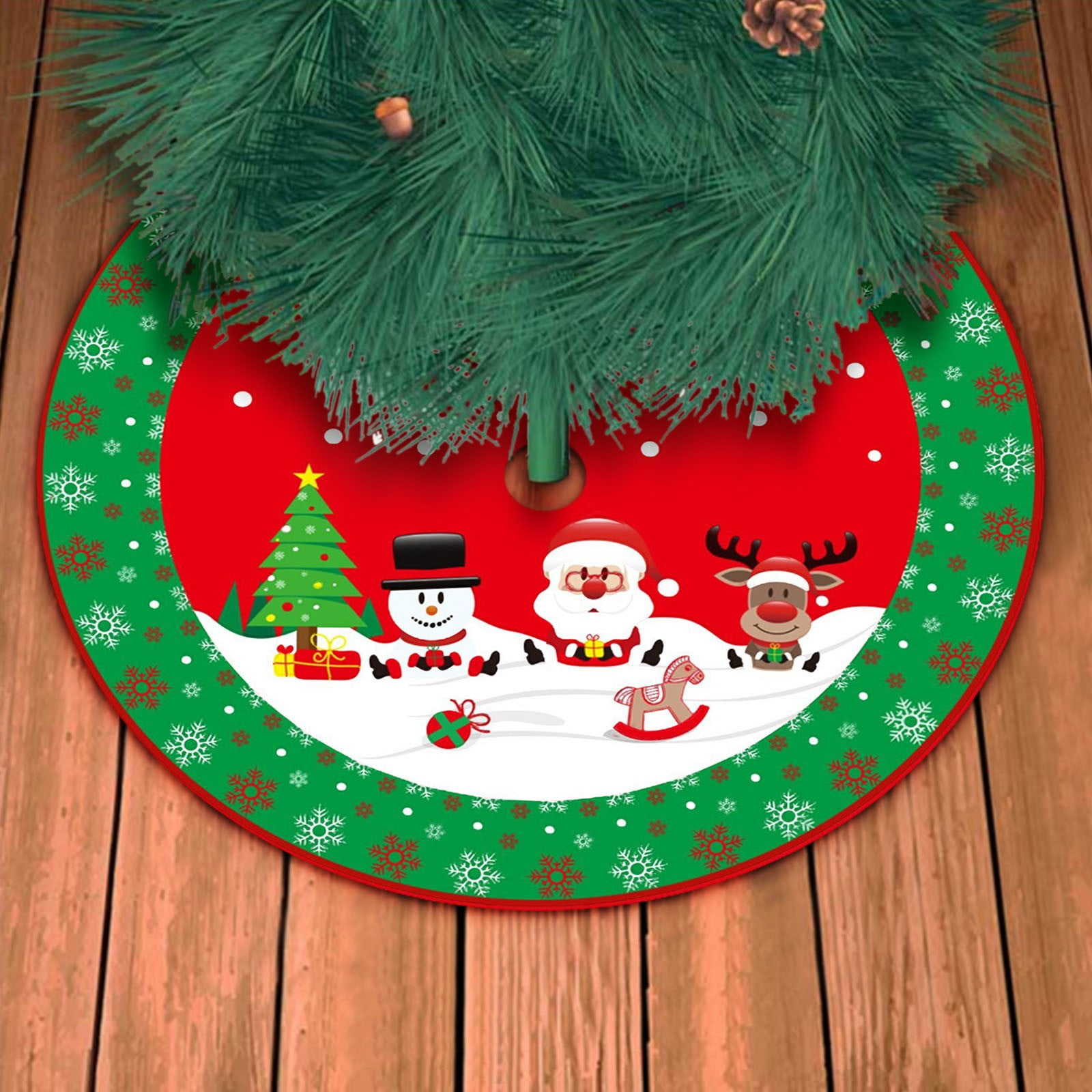 Jupe De Sapin Noël Rouge 48 Pouces - Motif Bonhommes Pain D'épice - Paillettes