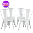 thumbnail image 5 of FDW | Set of 4 Metal Dining Chairs | White | Stackable Tolix Side Chairs with Backrest | Scratch-Resistant | Non-Slip Feet | Indoor/Outdoor Use | 330 lbs Capacity | Ideal for Kitchen & Restaurant, 5 of 8