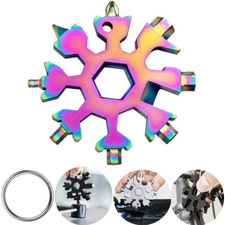 18-in-1 Snowflake Multitool Stainless Steel Snowflake tool Bottle Opener Snowflake Multi Tool Cool Gadgets Stocking Stuffers for Men Christmas Gifts for Men Dads Husbands.(Colorful)