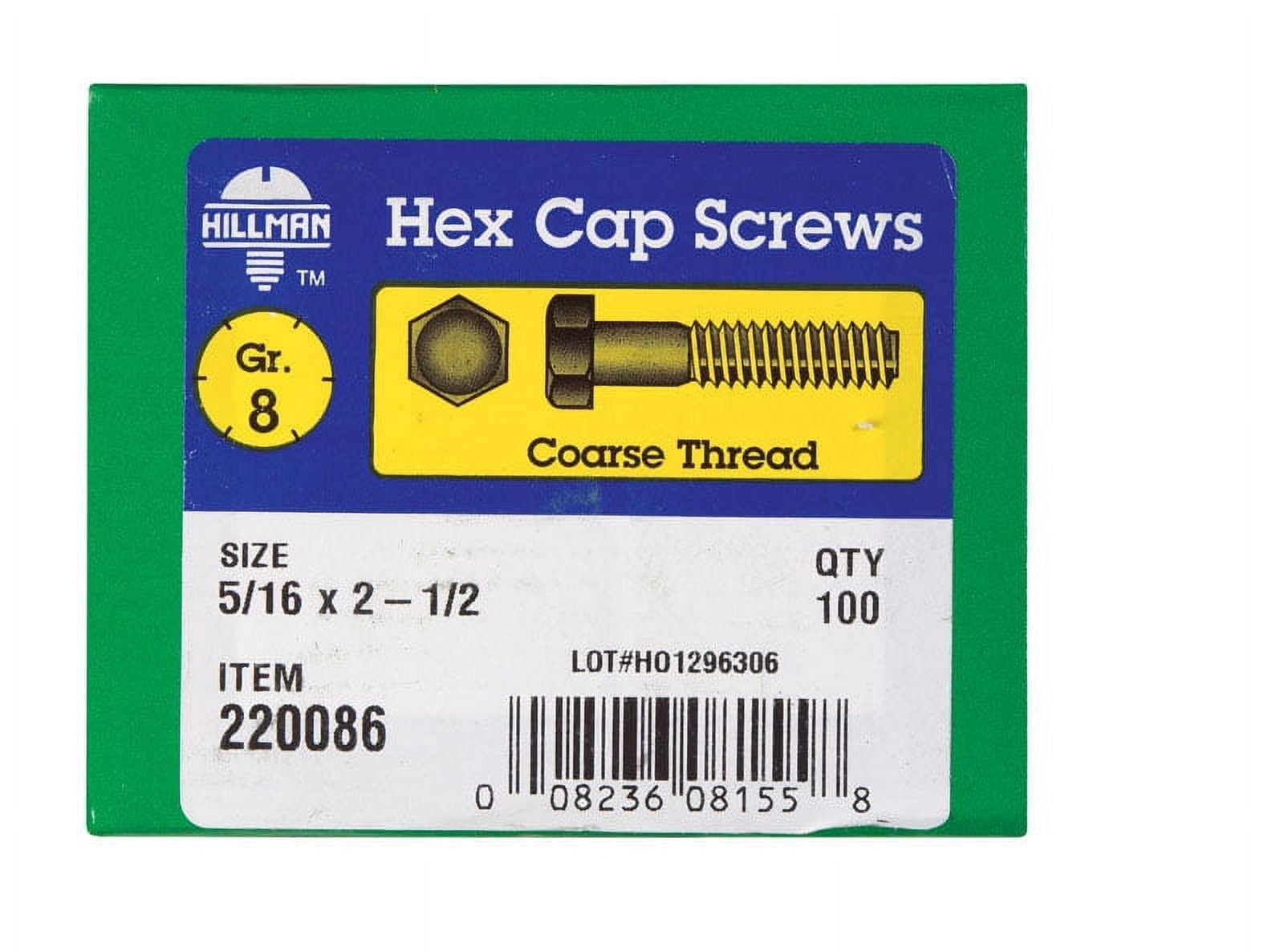 Hillman 5/16" Yellow Dichromate Grade 8 Steel Hex Head Cap Screw