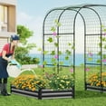 thumbnail image 6 of FICISOG Galvanized Raised Garden Bed with 87" H Arch Trellis and Netting, 3 in 1 Outdoor Metal Planter Garden Box for Gardening Climbing Plants Flowers Vegetables Vines, Black, 6 of 7