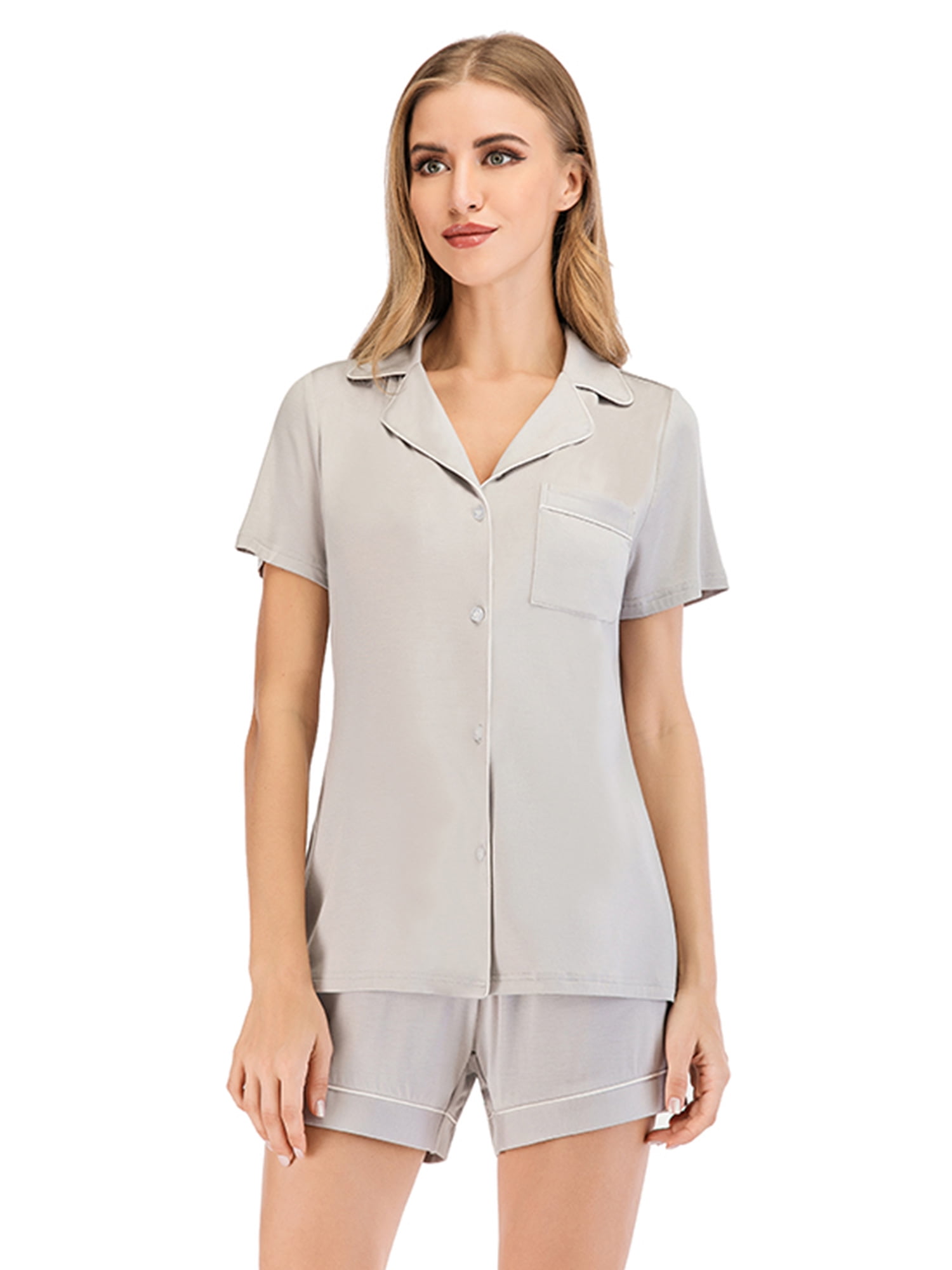 Lowestbest Women' s Summer Casual Pajama Set for Home, Gray, 2XL Lowestbest Women' s Summer Casual Pajama Set for Home, Gray, 2XL