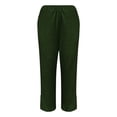 thumbnail image 4 of Lumtrix Linen Pants Women Petite Straight Leg Summer Beach Cotton Linen Wide Leg Lounge Pants High Waisted Casual Plus Size Trousers Dark Green 3XL, 4 of 7
