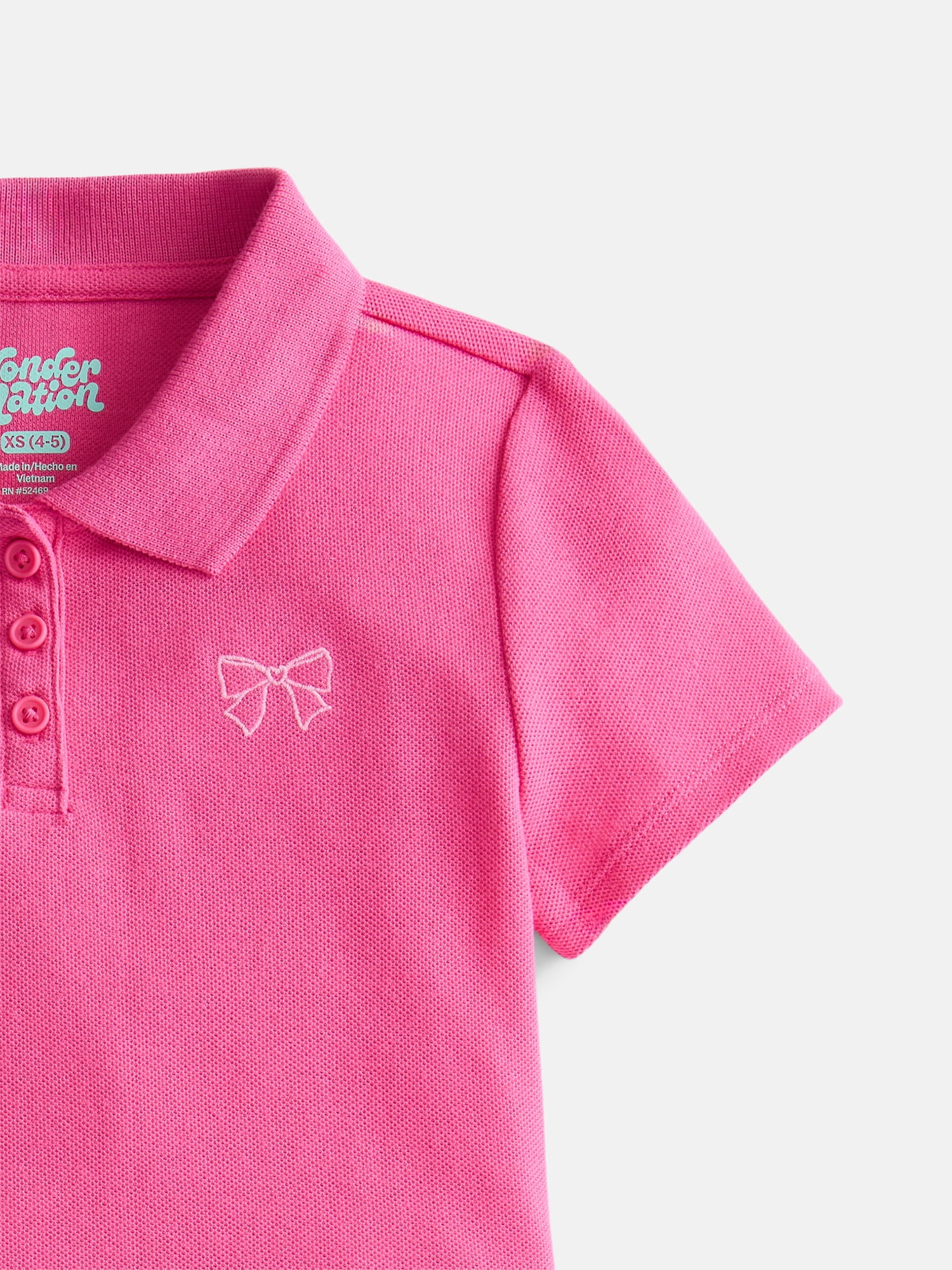 Wonder Nation Girls Peplum Polo Shirt with Short Sleeves, Sizes 4-18 & Plus