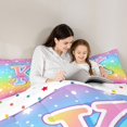 thumbnail image 4 of Homewish Initial K Letter Twin Bedding Sets 7-Piece for Kids, Kawaii Stars Love Heart Bedding Comforter Set, Dreamy Rainbow Reversible Sheet Sets, Breathable Home Decor, 4 of 7