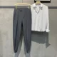thumbnail image 2 of Pantalones de traje de sastrería social recortados para hombre, de negocios, de seda de hielo, elásticos, de verano, rectos y holgados, 2 of 5