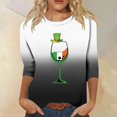 thumbnail image 2 of KIHOUT Nouveaux Hauts de la Saint-Patrick pour Femmes, Blouse Dégradée Mode Féminine Verte Imprimée Graphique Col Rond Manches 3/4 T-Shirt Ample, Taille P-3TG, 2 of 4