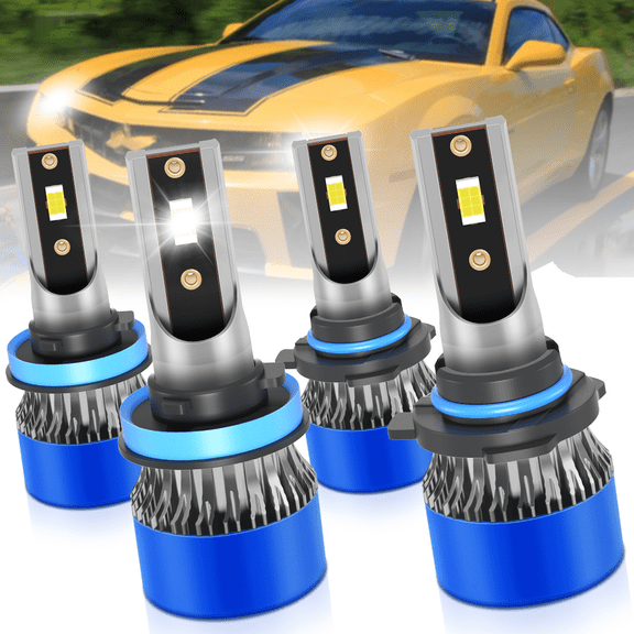 TELLIGIBLE For Chevrolet Camaro 2016-2018 LED Headlight Bulbs, High Beam 9005/HB3, Low Beam H11/H9/H8, White 6500K 4Pcs