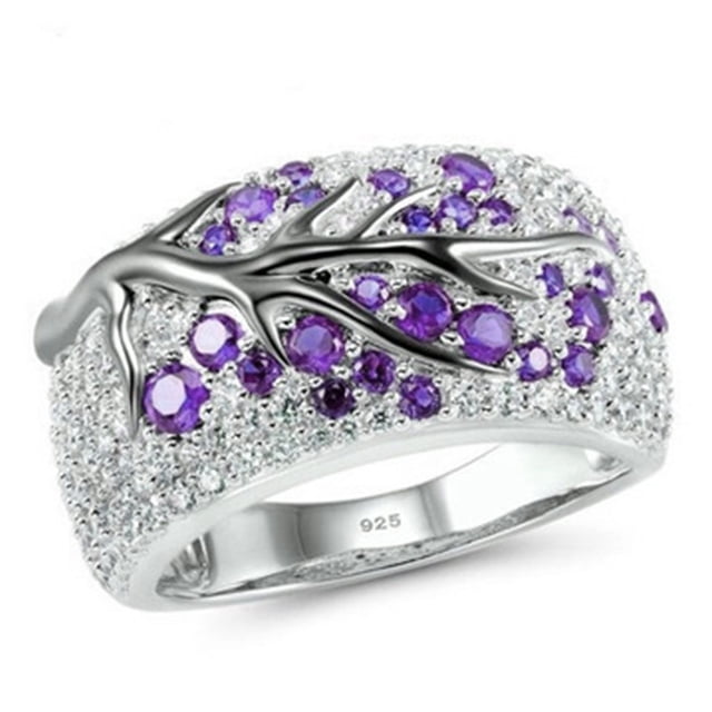 Anillo de rama de flor de ciruelo con diamantes Anillo de moda europea y americana