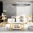 thumbnail image 4 of furlinkhm Marble Coffee Table Set of 3 with 3-Tier End Table & Console Tables, 3 Piece Living Room Table Set with Metal Frame,Accent Table Side Table for Home,Office,Gold+White, 4 of 8