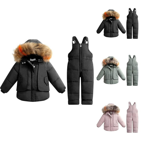 Winter Coats for Girls Jackets for Girls Girls Down Toddler Snowsuit Jumpsuit -Hooded Jacket Winter Outfit for Kids