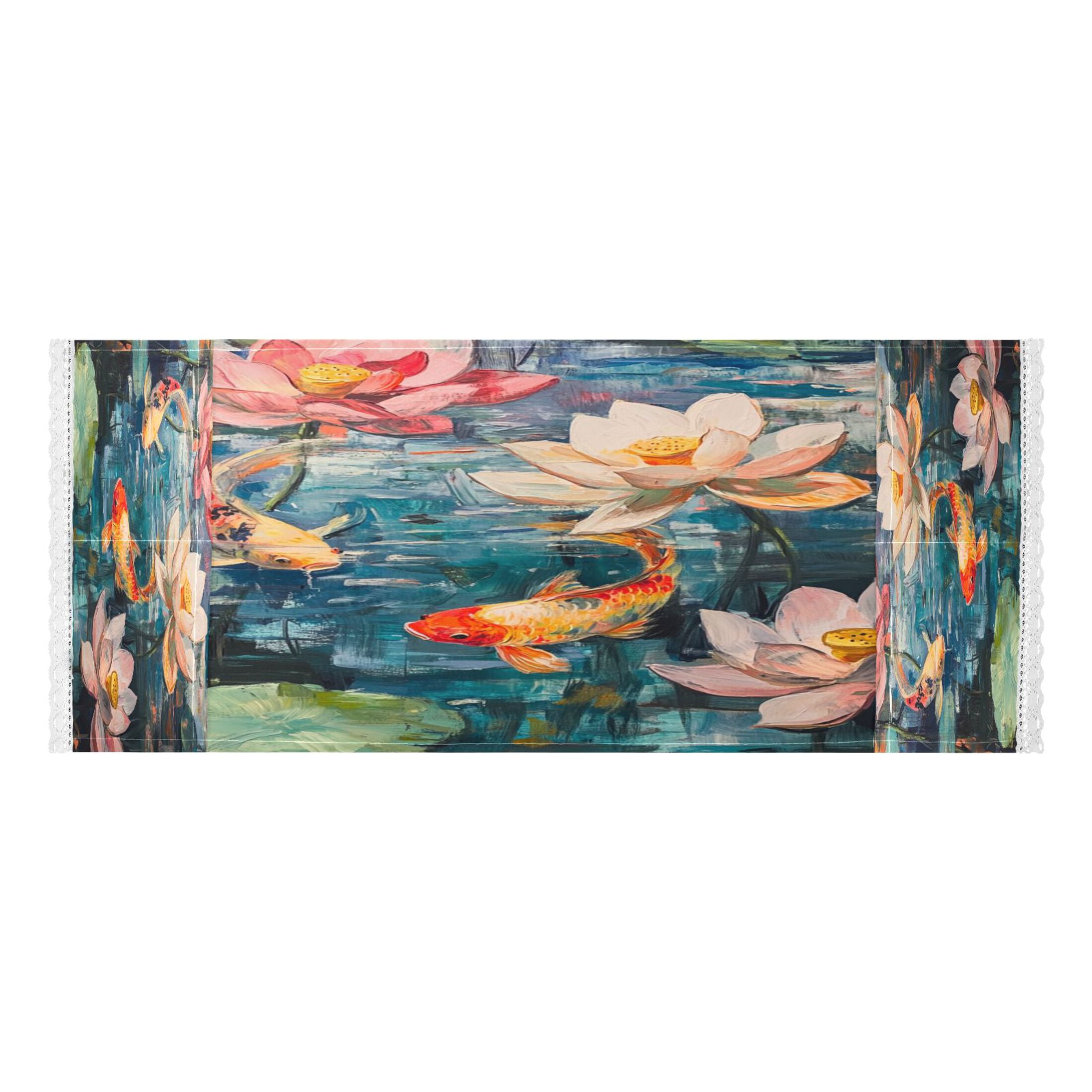 Goldfish in The Lotus PondWasher and Dryer Covers Dust-Proof and Oil Resistant Fridge Cover with 4 Storage Pockets Washing Machine Top Cover for Laundry Kitchen Home 51.2 x 22 In