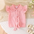 thumbnail image 2 of mgoYE Toddler Girl Button Shirt Tie Knot Shirt Plaid Blouse Sleeveless Ruffled Tops Kids Baby Summer Clothes Size 18-24 Months Pink, 2 of 9