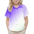 thumbnail image 4 of AUNVITO Boys & Girls Ombre Short Sleeve Shirt Casual Stylish Pocket Design School Uniform Top Trendy Gradient, 4 of 7