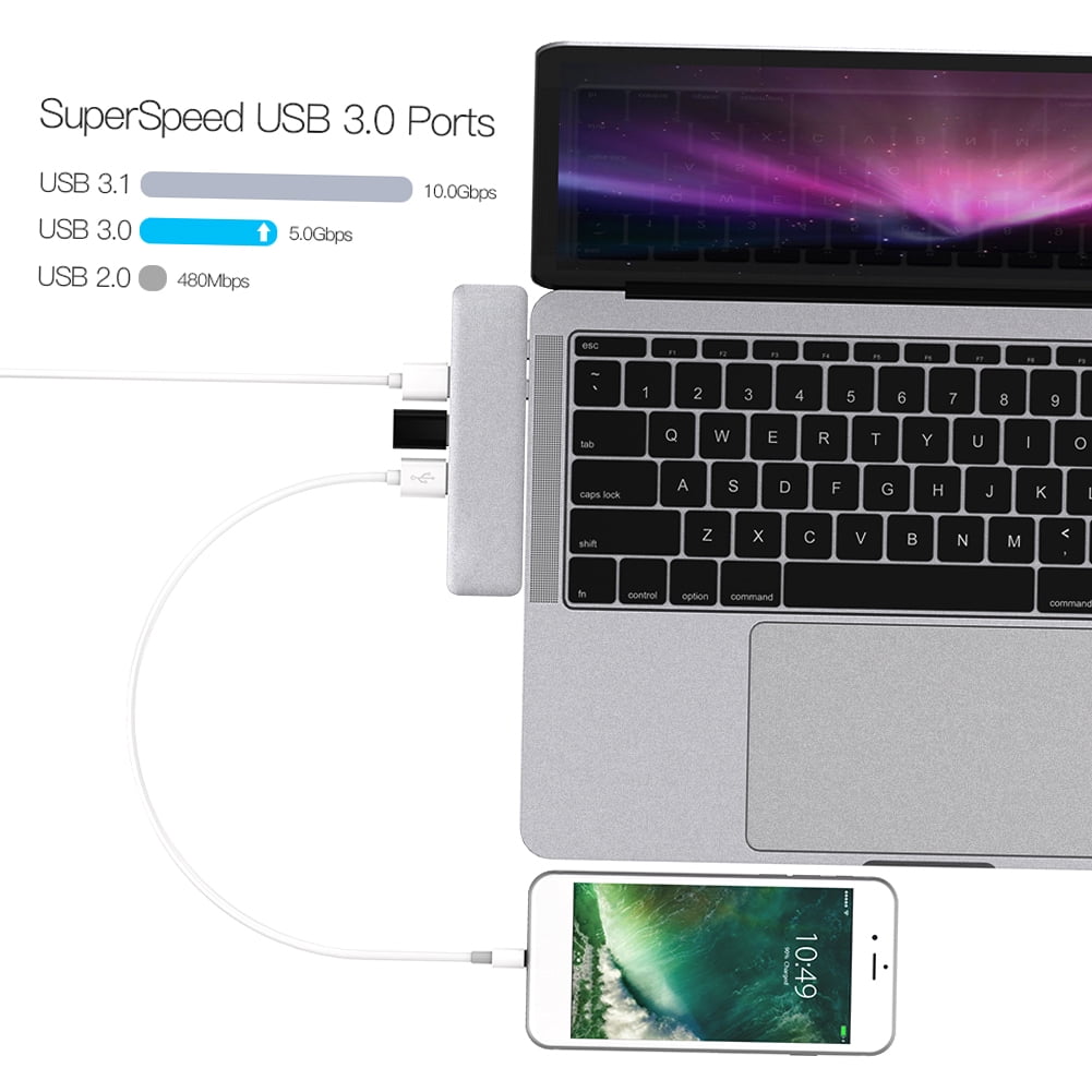 Enhance Your MacBook Pro 2016 / 2017 with dodocool USB Hubs Aluminum Alloy 7-in-1 Multiport Hub, Dual USB-C Connectors, 4K Video HD Output, TF Card Reader, USB 3.1 Type-C Port and 3 USB 3.0 Ports