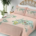 thumbnail image 3 of Christmas Sheet Set, World Map on Radiant Background with Xmas Themed Minimal Ornaments and Santa, Fitted and Flat Sheet with Pillowcases Bedding Accent 4 Piece Set, Full, Multicolor, by Ambesonne, 3 of 5