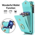 thumbnail image 3 of for iPhone 8 Plus / iPhone 7 Plus Wallet Case, Back Card Slots/Bag Magnetic Button Ring Holder Stand Cover with RFID Blocking Wrist Hand Strap Luxury PU Leather Anti-Shocks Case,Mint, 3 of 9