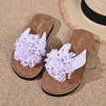 thumbnail image 4 of GERsome Women's Thong Sandals Summer Slip On Flip-Flops Dressy Flower Comfort Beach Slides, White Size 8.5, 4 of 9