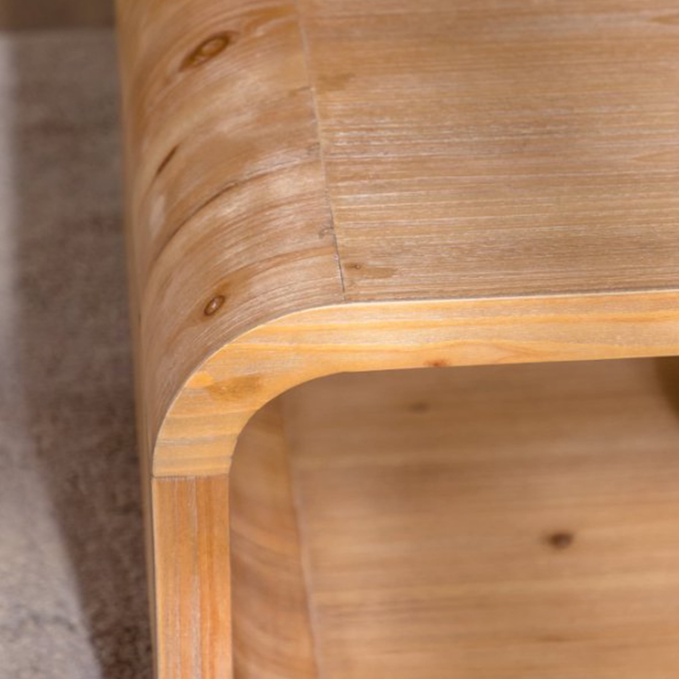 Noble House Dyani 47" Elegant Curved Coffee Table with Open Storage Shelf, for Contemporary Living Room, Natural Wood