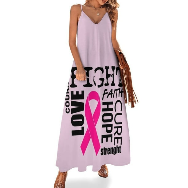 Nueva camiseta motivacional contra el cáncer de mama, vestido sin mangas, vestido largo de verano para mujer, vestidos para mujer