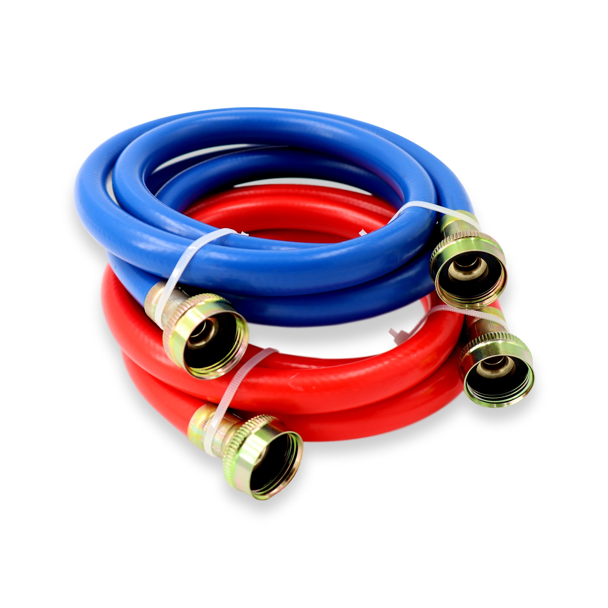 Appliance Pros 4ft Blue and Red Rubber Washing Machine Inlet Hoses, PVC
