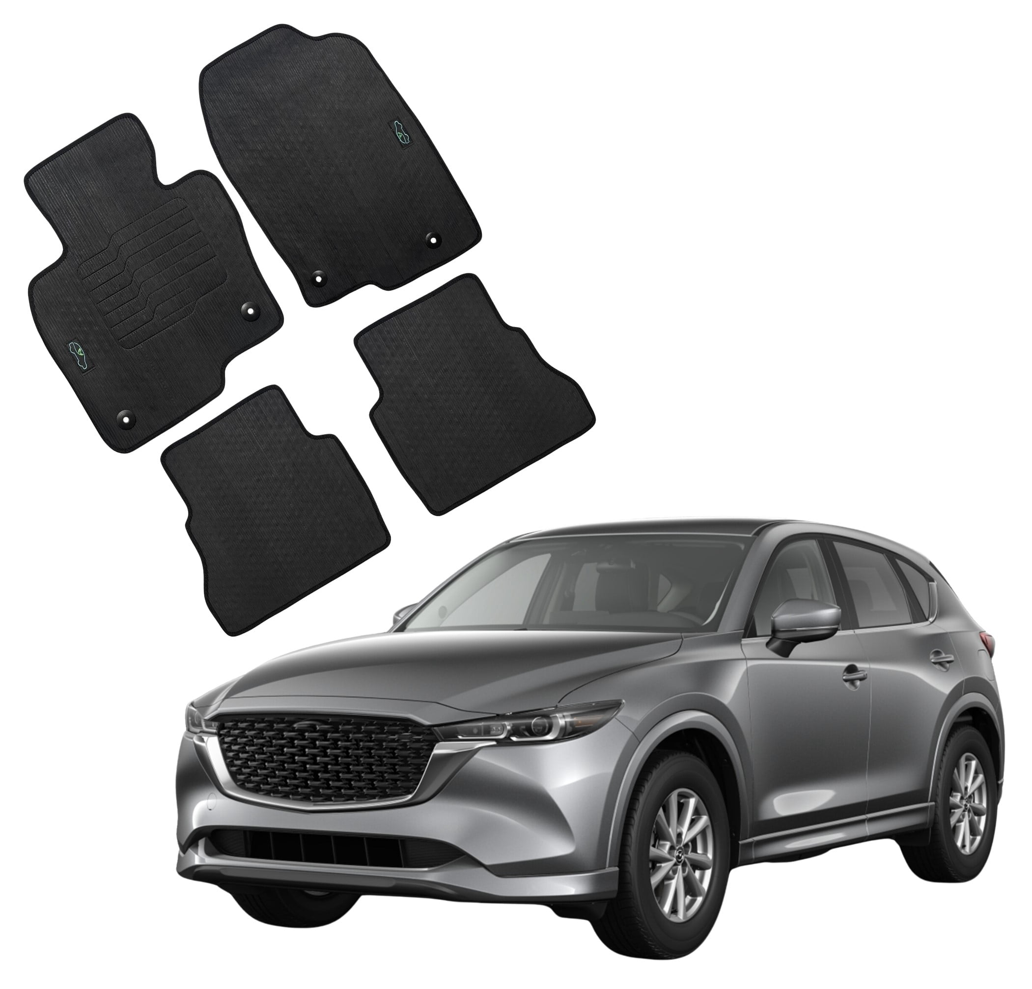 Floor Mats for 2017 to 2025 Mazda CX-5 with Safety Locks All Weather - Front and Rear - Black - Perfect Fit - ecoMats