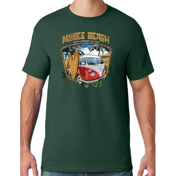 Mens LAZY DAYS MYRTLE BEACH South Carolina T-shirt, 4XL Forest Green