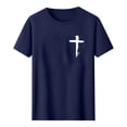 thumbnail image 3 of Tops de Cuello Redondo para las Mujeres Impreso Manga Corta Suéter Casual Blusa Verano Suave, 3 of 7