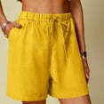 thumbnail image 2 of TTUHYWXI Womens Casual High Waist Cargo Shorts with Pockets Summer Short Hot Pants (Yellow, M), 2 of 6