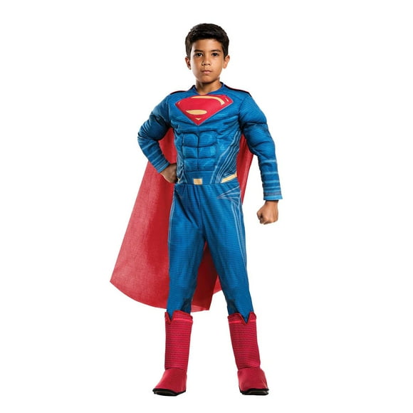 Deluxe DC Justice League Superman Child Costume Padded Jumpsuit Licensed Medium