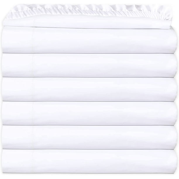 Gold Textiles Pack of 6 Twin White Fitted Sheets (39x80+10) Polycotton