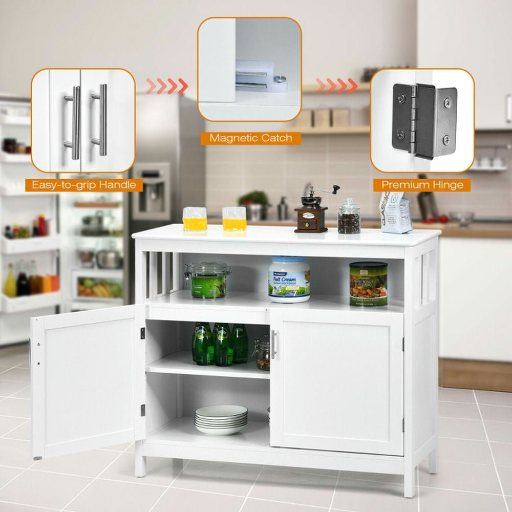 Finihen Kitchen Storage Cabinet, Buffet Sideboard, Kitchen Buffet Server Sideboard Storage Cabinet with 2 Doors and Shelf, for Dining Room, Kitchen, Living Room, White Finihen Kitchen Storage Cabinet, Buffet Sideboard, Kitchen Buffet Server Sideboard Storage Cabinet with 2 Doors and Shelf, for Dining Room, Kitchen, Living Room, White