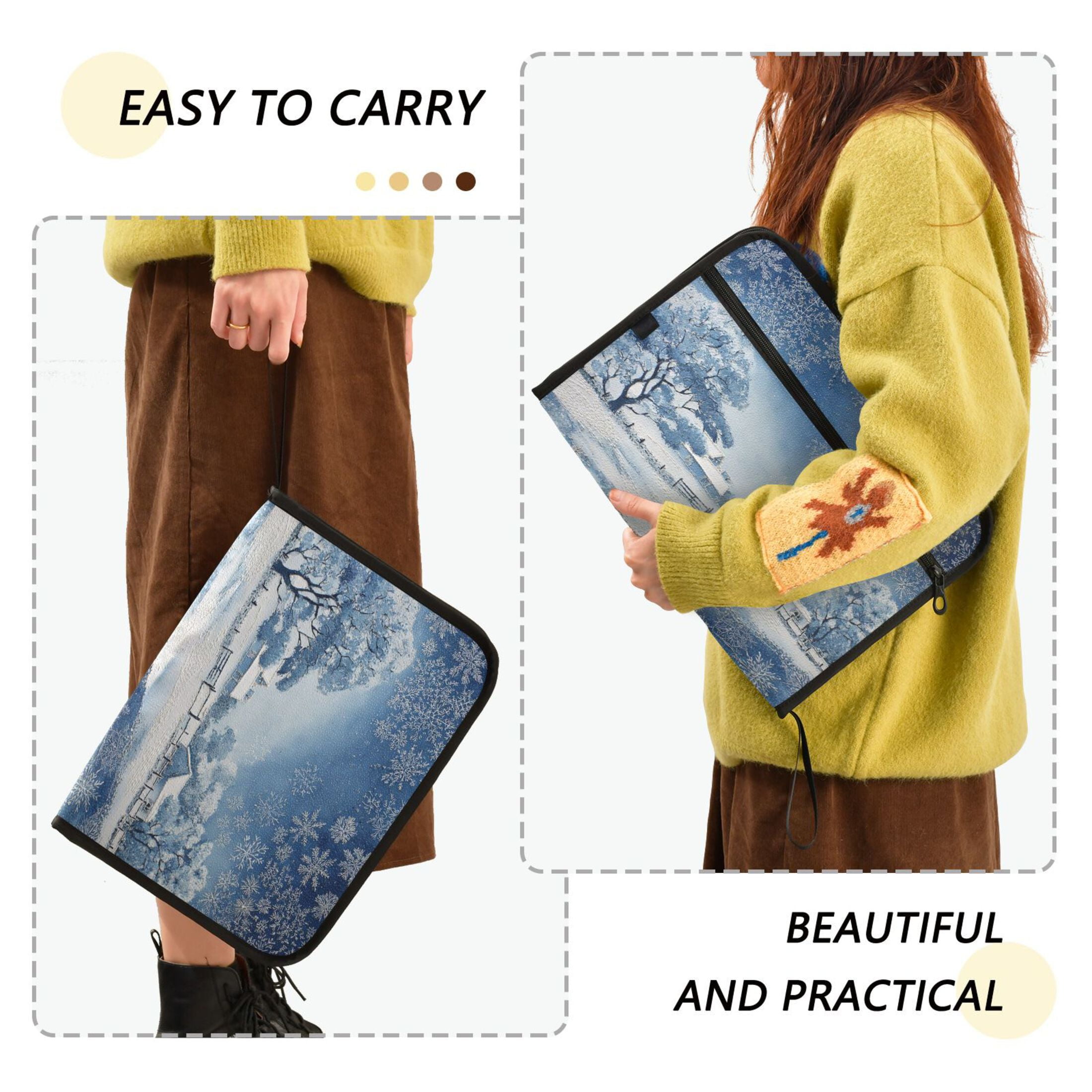 Organ Folder 14.2 x 0.8 x 10.6 Inches 13 Separate Pockets A4 Size Documents Folder A Sort Storage File Manager For The Home Office Winter Scene