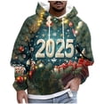 thumbnail image 2 of Sudadera con capucha para hombre, estilo casual, con cuello redondo, estampado, manga larga, blusa de poliéster, 2 of 5