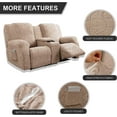 thumbnail image 5 of Recliner Loveseat Cover with Center Console, 2 Seater Jacquard Recliner Sofa Slipcover with Pockets Washable Stretch Reclining Couch Covers Furniture Protector with Elastic Straps (Tuape), 5 of 14