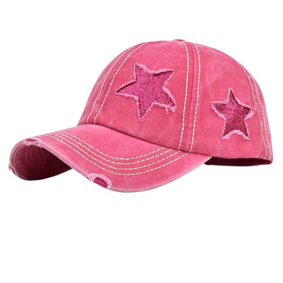 HJYCHN Women's Mesh Baseball Cap with High Ponytail Opening for Outdoor Activities Hot Pink One Size