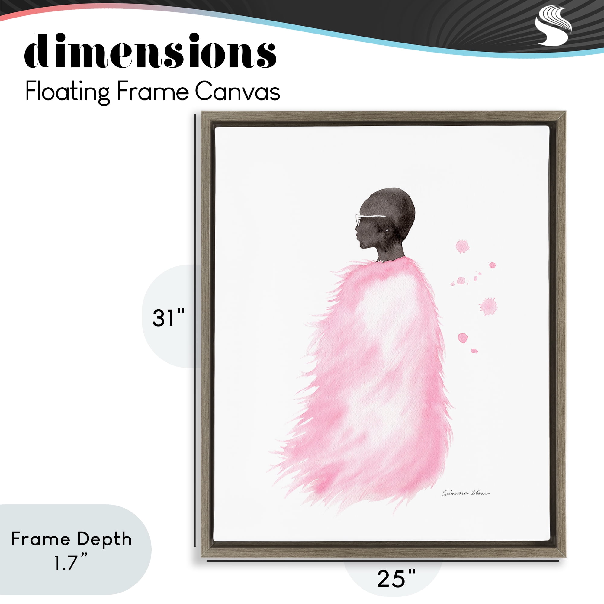 Stupell Industries Pink Fur Coat Portrait Brown Framed Floater Canvas Wall Art, design by Simone Elum